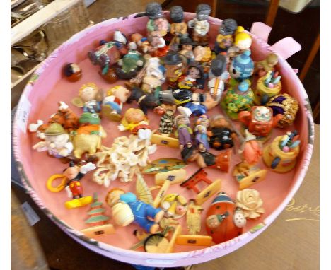 Miniature celluloid and other vintage toys, inc. Japanese cutouts, Dam troll, Tetley Tea figures, Cabbage Patch kids, etc.