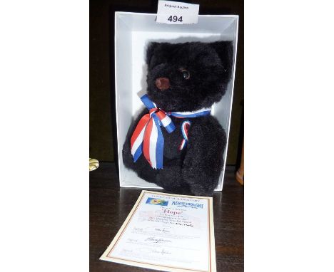 Merrythought black "Hope" teddy bear in box