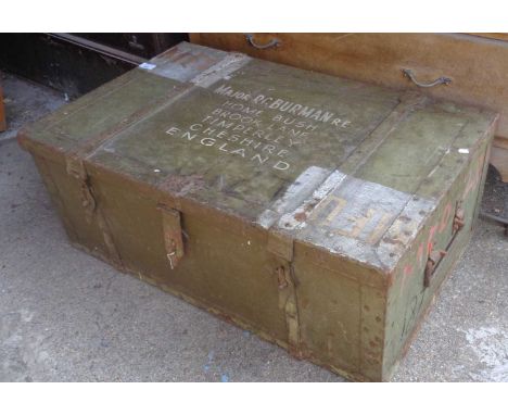 WW2 military iron bound steel trunk