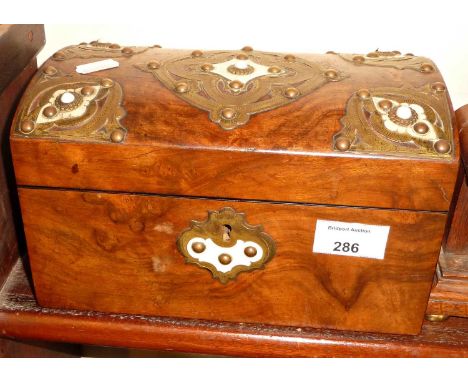19th c. brass bound walnut tea caddy