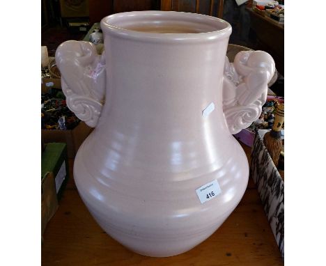 Large pink Poole Pottery vase (shape 503), c. 1930's. Design attributed to John Clayton Adams, approx. 38.5cm high