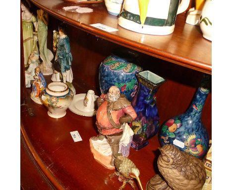 Royal Doulton Falstaff figure, two Losol Ware vases, Royal Worcester Hadley Ware vase, a Goebels china figurine of Gainsborou