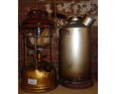 Tilley lamp and a flask