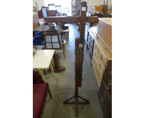 An oak standard lamp