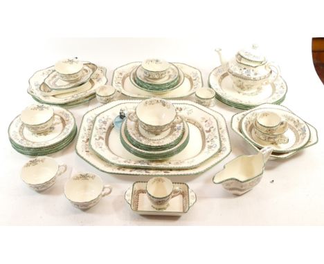 A 52-piece Copeland Spode dinner service, in the pattern Chinese Rose, comprising of teacups, saucers, espresso cups, serving