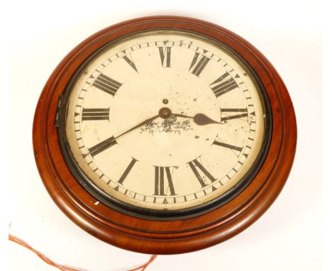 A Late Victorian mahogany fusee wall clock, with a white painted dial featuring Roman Numerals, pendulum, key, 40cm in diamet