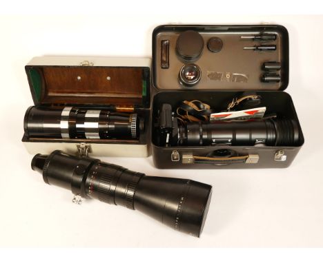 A Zenit Photo-Sniper camera outfit, a 500mm Meyer Orestegor lens, a 400mm Corfield Tele-Lumax lens (3)