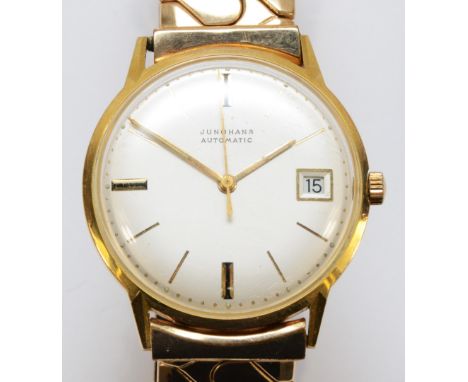 Junghans, a gold plated automatic date gentleman's wristwatch, 33mm.Working when catalogued