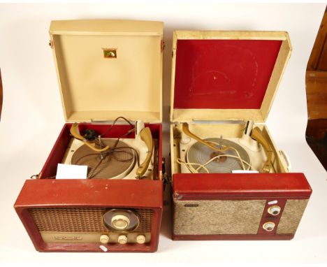 A Pilot Encore portable record player, together with a HMV No33 portable record player. (2) Working at time of cataloguing.