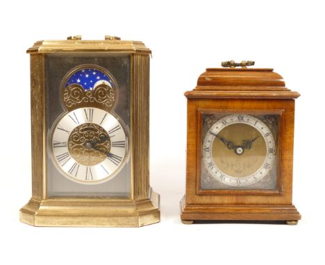 A mid-twentieth century working mahogany cased Elliot bracket clock, H-17cm, together with an Anstery brass mantel clock, bea