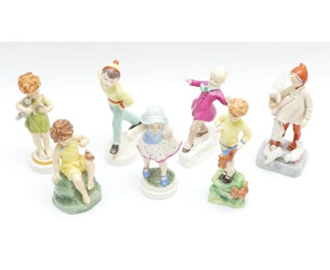 A collection of seven Royal Worcester figurines, to include, Tuesday's Child, Saturday's Child, Wednesday's Child, Friday's C