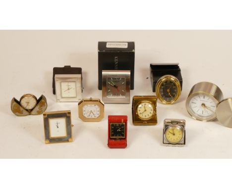 A collection of mid 20th century and later traveling/bedside clocks, makers and retailers to include - Links, Harrods, Gubeli