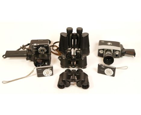 A Collection of Cameras to include a Sankyo Supertronic Sound XL-320, a Bolex S1, three compact digital cameras, three pairs 