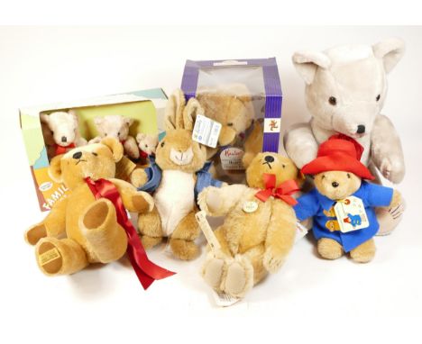 A collection of modern teddy bears, comprising a boxed Hamleys 'Henry' Heritage bear, a Steiff 'Friends Forever' replica 94 (