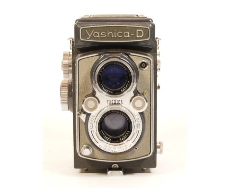 A Yashica D TLR camera, in Grey finish. With case