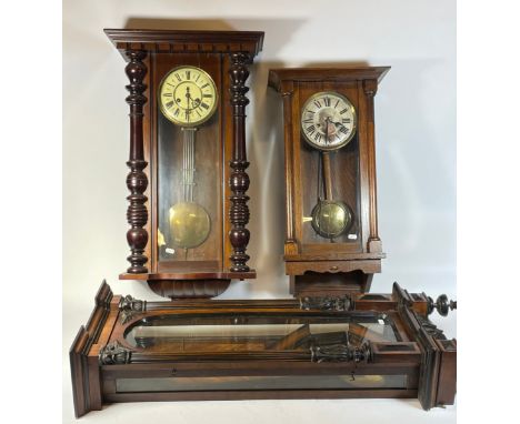 A 20th century mahogany Vienna style wall clock, having porcelain dial with Roman numerals, the 8 day movement striking on go