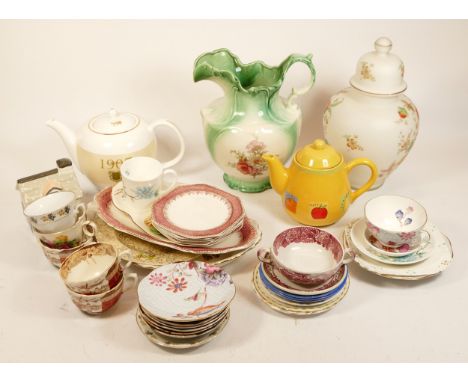 A collection of ceramics, glassware and homewares, to include pottery figurines, model tealight holders, vases, vaseline glas