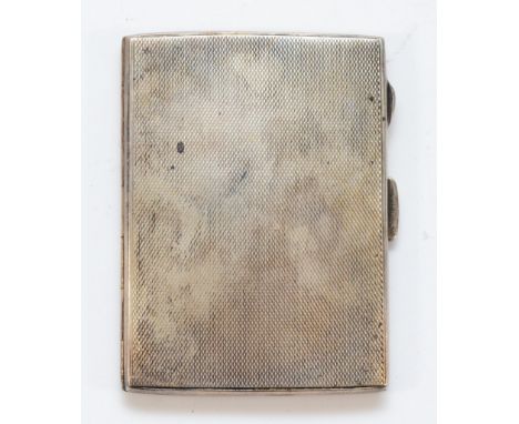 A silver engine turned cigarette case, Birmingham 1936, 8 x 6cm, 67gm