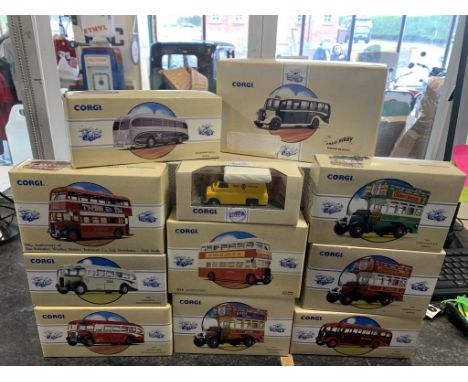 11 Limited Edition Corgi Buses from 1994Please visit our catalogue on our website: https://mathewsons.co.uk/auctions/17049-fr