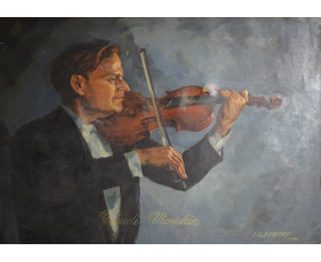 J.N. BAMFORD; oil on canvas, portrait of Yehudi Menuhin playing a violin, signed lower right, dated 1970, 67 x 60cm. Provenan
