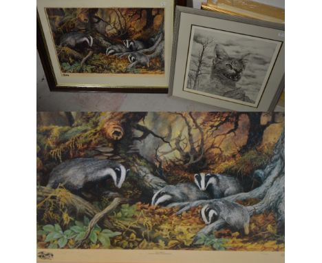 After ELIZABETH HALSTEAD; two limited edition coloured prints depicting badgers, both titled "The Family" 330/850 and 331/850