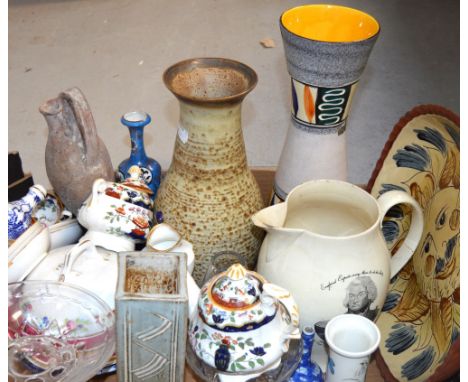 A quantity of ceramics to include a 19th century pearlware jug commemorating the life of Admiral Lord Nelson (af), a Fenton b