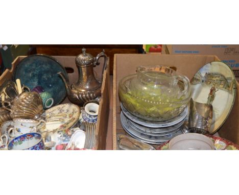 A box of ceramics to include a Noritake bowl, Aynsley teaware, a Poole bowl, etc and a small quantity of plated ware to inclu