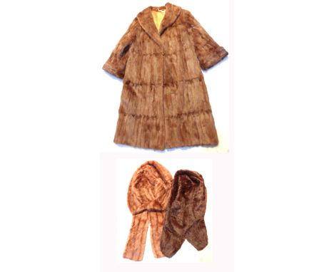 A c.1950s musquash wrap, a vintage musquash auburn coat and a vintage musquash auburn evening wrap (3).