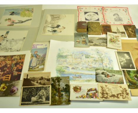A mixed lot of ephemera including stamps, first day covers, railway related stamps, postcards mainly topographical, three Pas