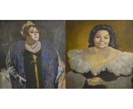 J.N. BAMFORD; oil on canvas, portrait of the opera singer Rita Hunter, 76 x 63cm and a portrait of the same in operatic costu