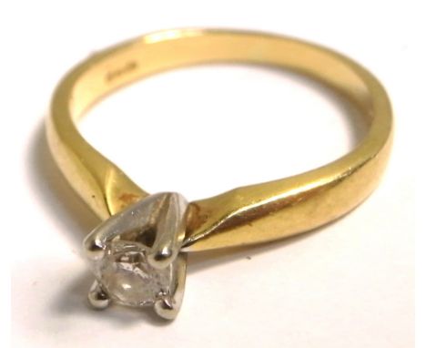 An 18ct gold solitaire diamond ring, approx carat 0.15, size J, approx 2.5g.