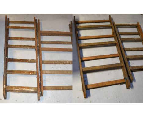 Four vintage wooden "A" shape step ladders, various sizes, largest height 210cm  (4).