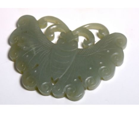 A modern ornamental jade butterfly, width 8cm.
