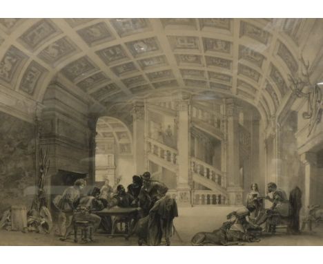 19TH CENTURY FRENCH SCHOOL "Chambre de Marie de Medici", black and white print, together with five further