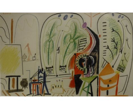 AFTER PICASSO "3.11.55 in a V", abstract interior scene, colour print, unsigned