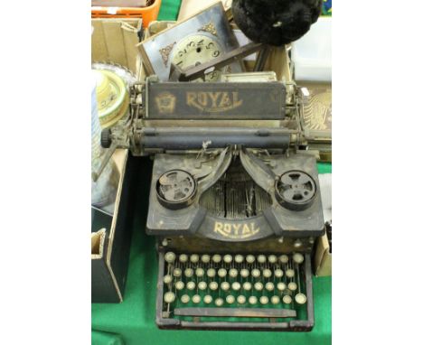 A Royal Standard No. 10 manual typewriter, together with a 19th Century German musical mantle clock, another German clock mov