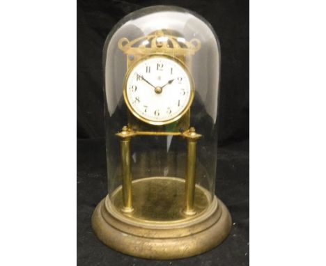 An early 20th Century brass cased 400 day clock under glass dome