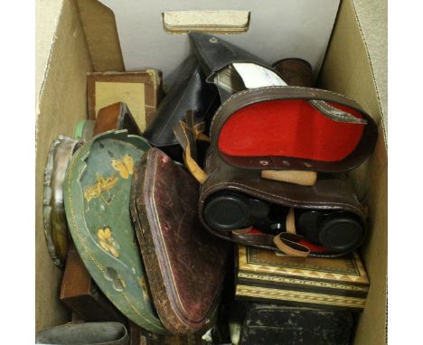 A box of various sundry ornamental wares, etc, including a set of playing cards bearing note inscribed "Royal Pack of Cards u