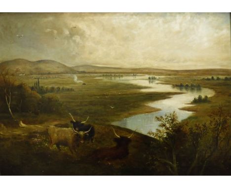 K. MACKELENE "Highland Cattle in landscape", oil on canvas, indistinctly signed and dated 1896 lower right CONDITION REPORTS 