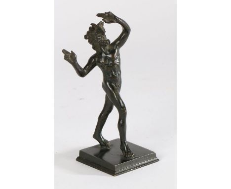 Grand tour bronze depicting a dancing fawn, on a square plinth base, 14cm high