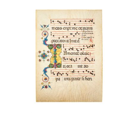 Vast illuminated initial ‘I’ on a leaf from a Gradual, illuminated manuscript on parchment [northern Italy (perhaps Florence)
