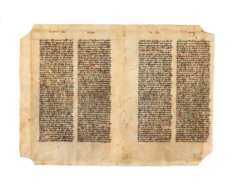 Bifolium from a copy of John Marchesinus, Mammotrectus super Bibliam, or ‘nourisher on the Bible’, in Latin, decorated manusc