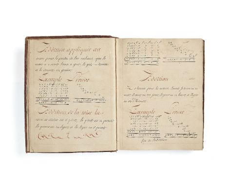 Ɵ Arithmetique, calligraphic manual on the practical applications of the subject, in French, manuscript on paper [France, 16 