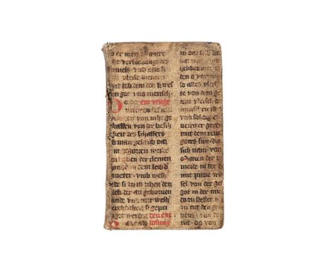 ƟPart of a bifolium from a didactic theological text, in Middle High German, manuscript on parchment in situ on the binding o