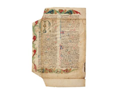 Bifolium from an illuminated Missal, in Latin, manuscript on parchment [Italy (perhaps Milan), fourteenth century] 2 conjoine