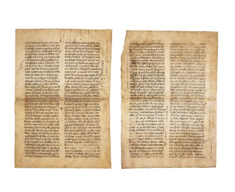 Two leaves from a copy of Seneca the younger, Epistulae Morales ad Lucilium, in Latin, manuscript on parchment [Italy, late t