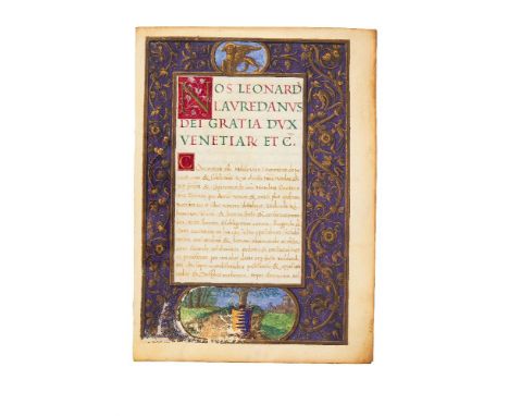 Frontispiece of a Commission of Leonardo Loredan, doge of Venice, appointing Hieronimus de Pesaro to high office, in Latin, i