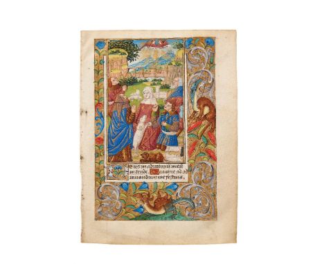 The Annunciation to the Shepherds, on a leaf from a Book of Hours, illuminated manuscript in Latin on parchment [northern Fra