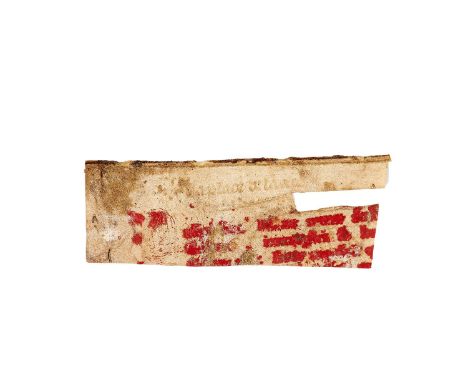 Small cutting of French verse, reused as a frisket in sixteenth century, manuscript on parchment [France, thirteenth century]