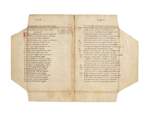 Plautus, Amphitryon, in Latin verse, bifolium from a fine humanist manuscript on parchment [Italy (probably Florence), mid-fi